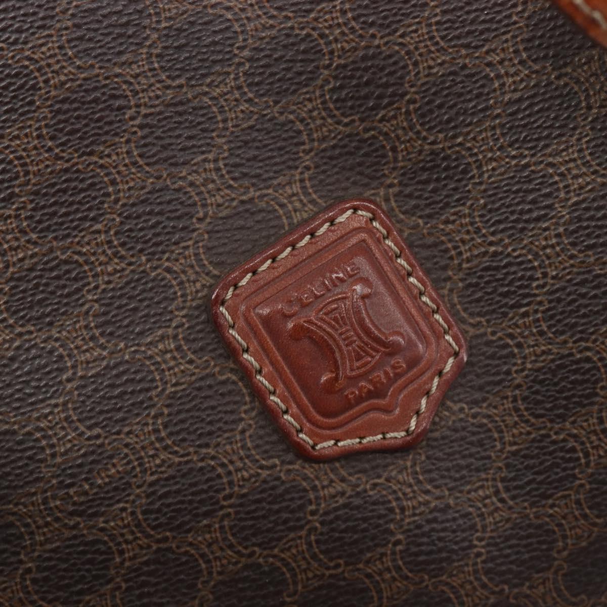 CELINE Macadam Canvas Tote Bag PVC Leather Brown Gold Auth 201454