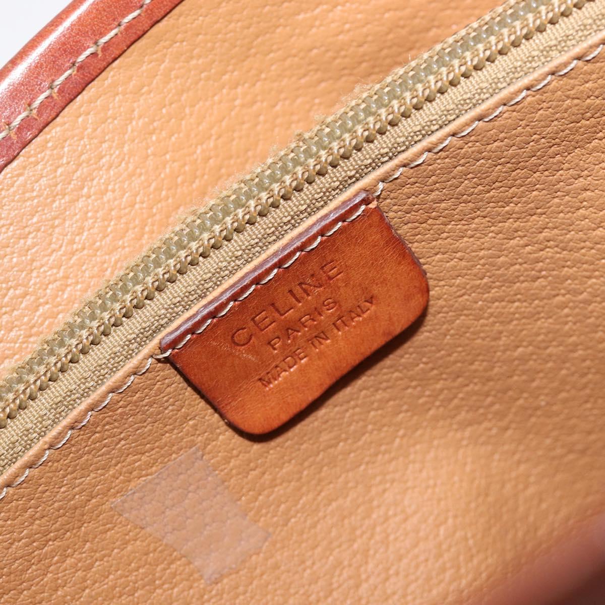 CELINE Macadam Canvas Tote Bag PVC Leather Brown Gold Auth 201454
