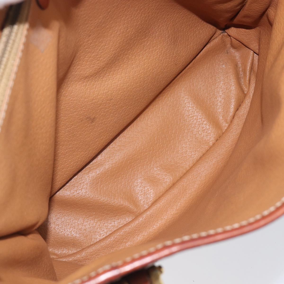 CELINE Macadam Canvas Tote Bag PVC Leather Brown Gold Auth 201454
