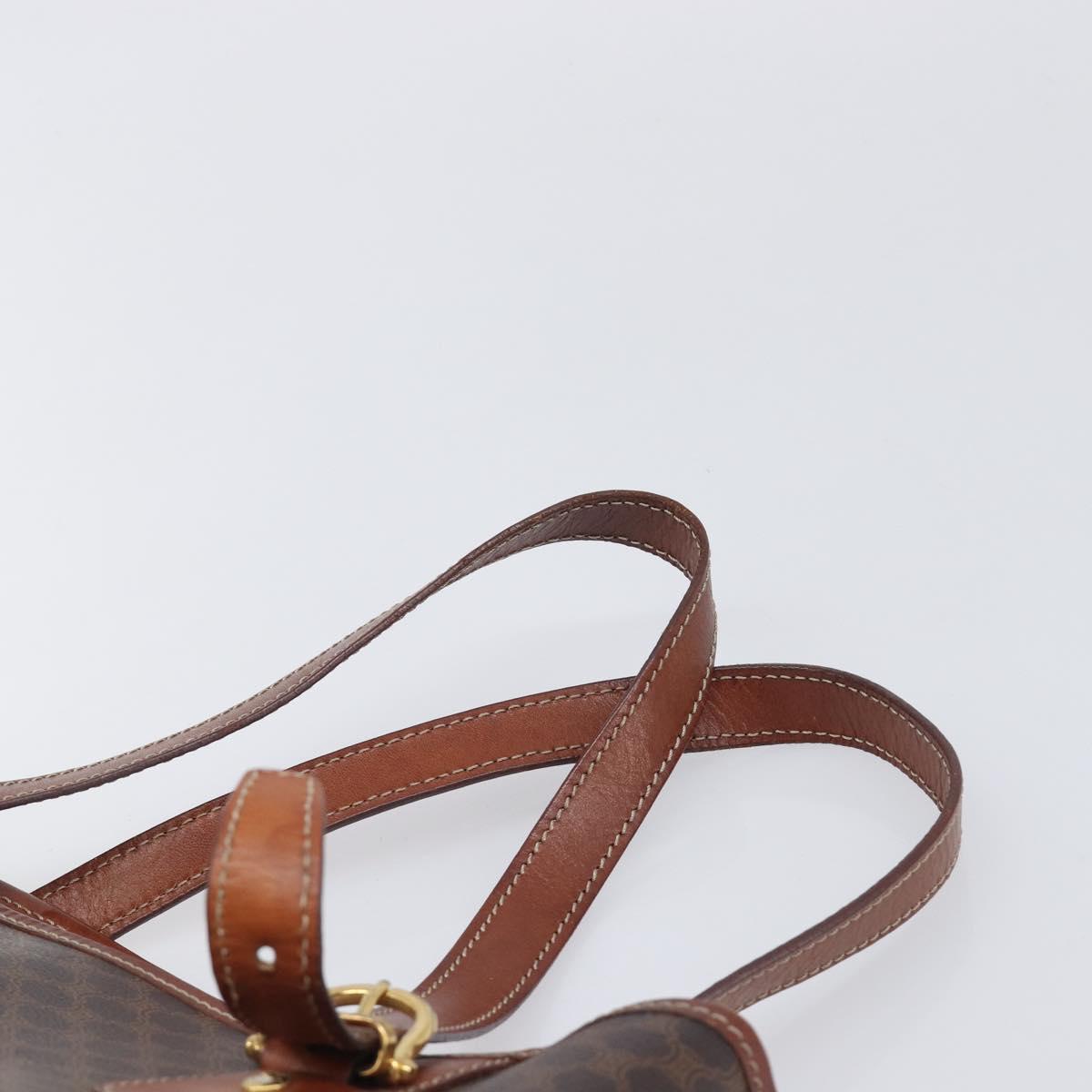 CELINE Macadam Canvas Tote Bag PVC Leather Brown Gold Auth 201454