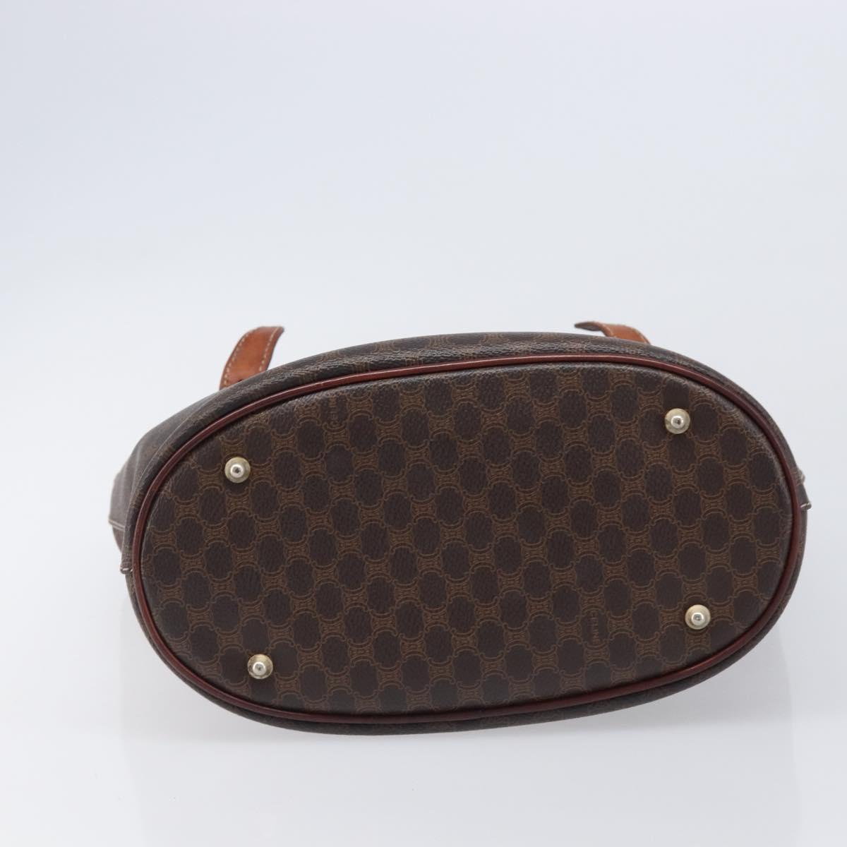 CELINE Macadam Canvas Tote Bag PVC Leather Brown Gold Auth 201454