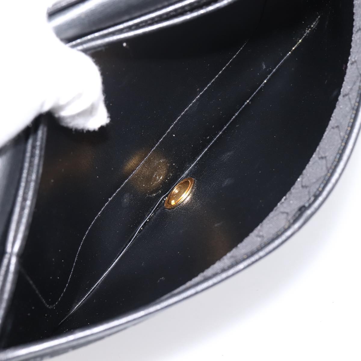 Christian Dior Chain Shoulder Bag Leather Black Gold Auth 201456A