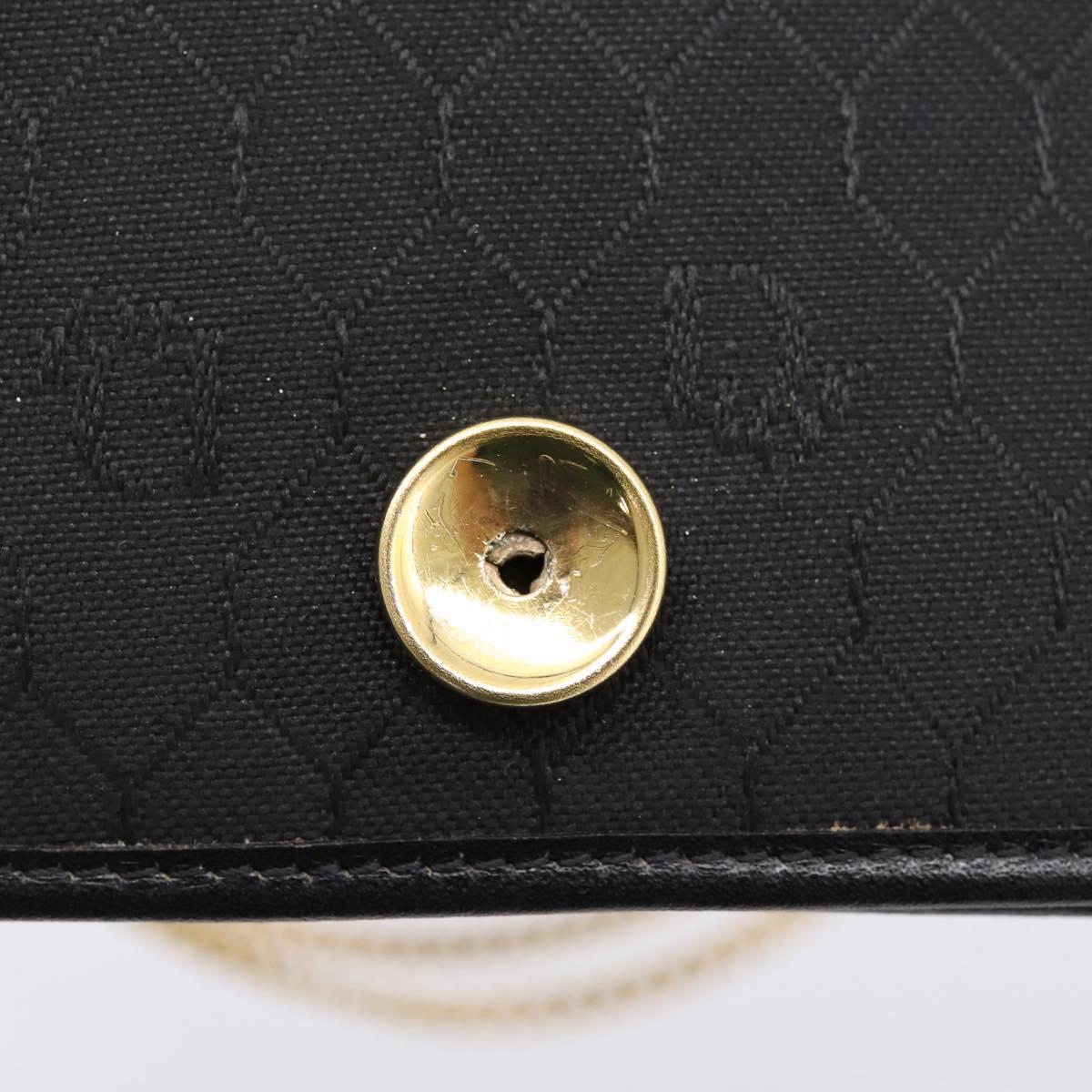 Christian Dior Chain Shoulder Bag Leather Black Gold Auth 201456A