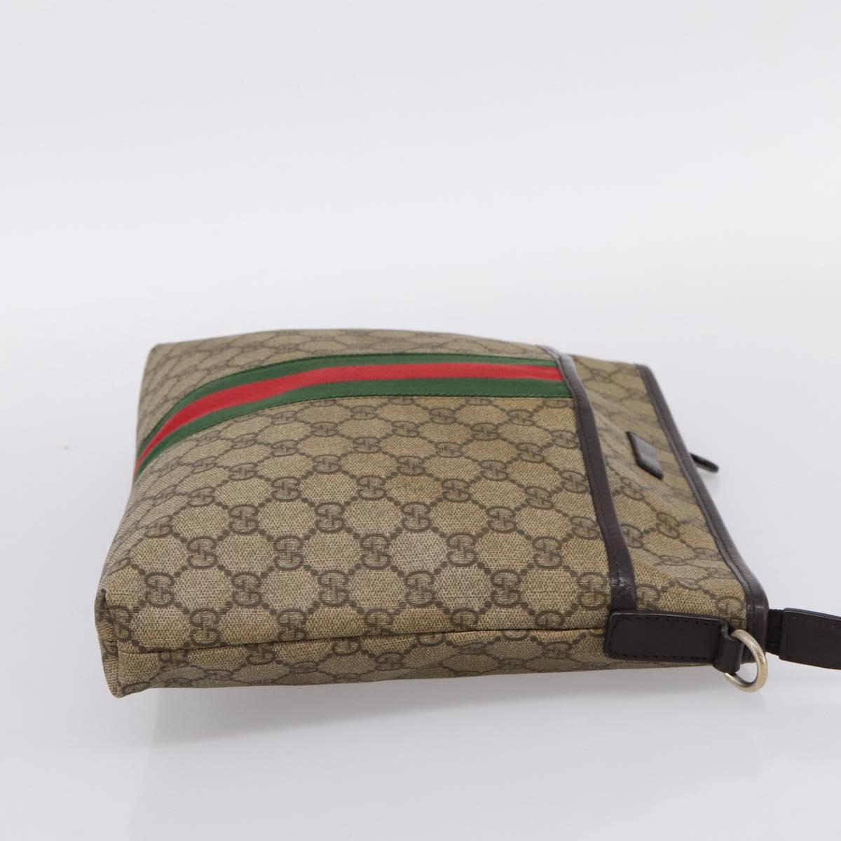 GUCCI GG Supreme Web Sherry Line Bag Outlet Beige Gold 388926 Auth 201457