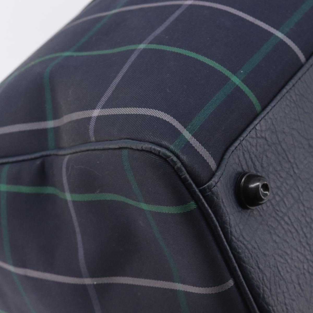 Burberrys Nova Check Boston Bag Canvas Navy Gold Auth 201462A