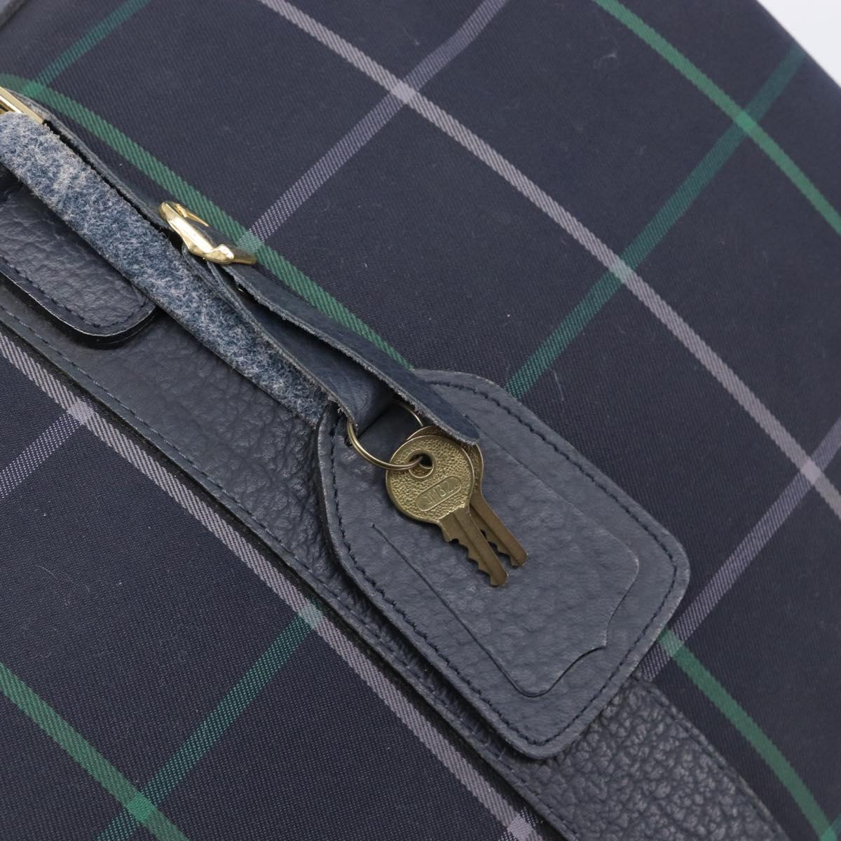 Burberrys Nova Check Boston Bag Canvas Navy Gold Auth 201462A