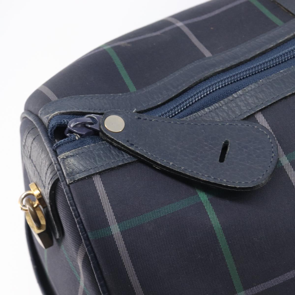 Burberrys Nova Check Boston Bag Canvas Navy Gold Auth 201462A