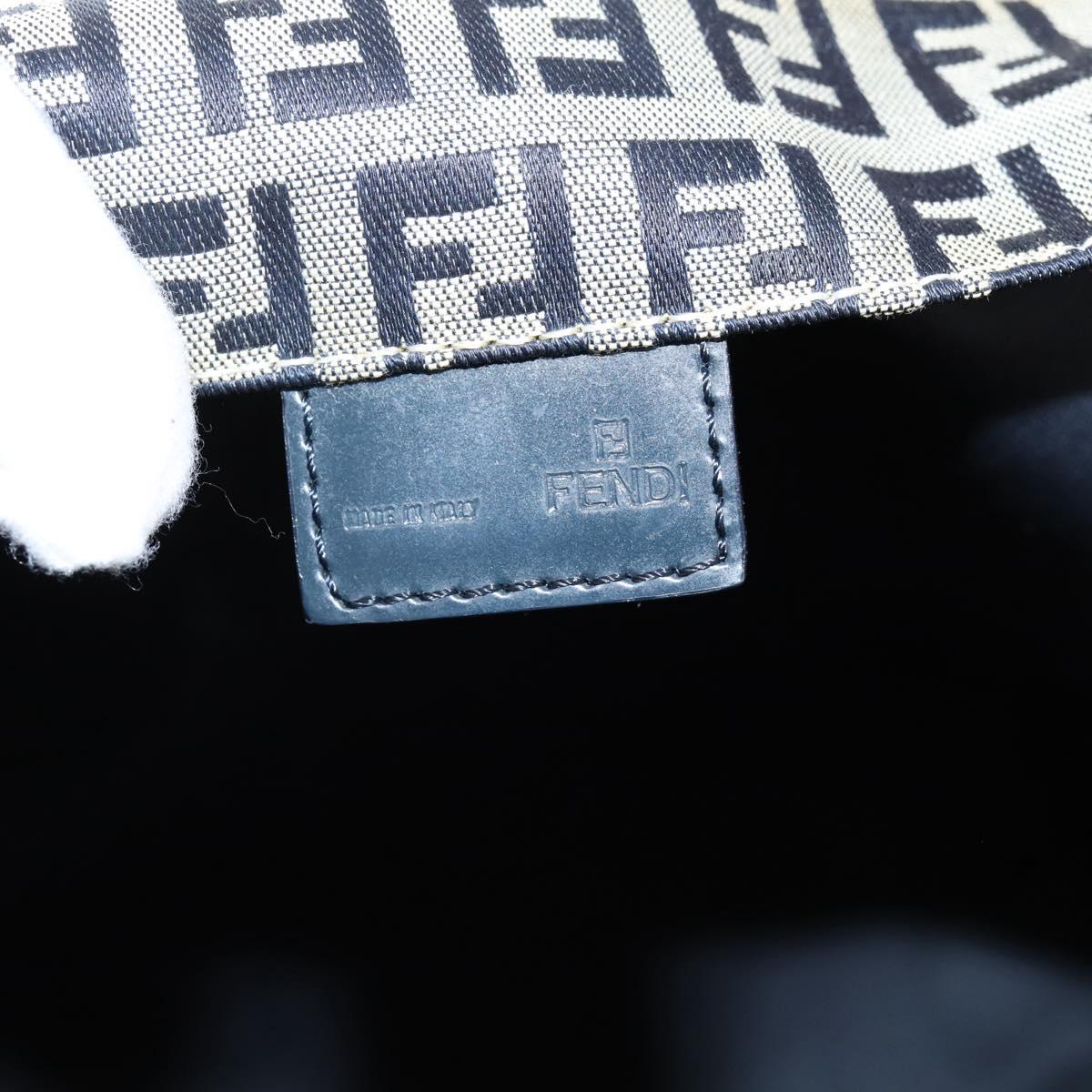FENDI Zucchino Canvas Tote Bag Navy Silver Auth 201464A
