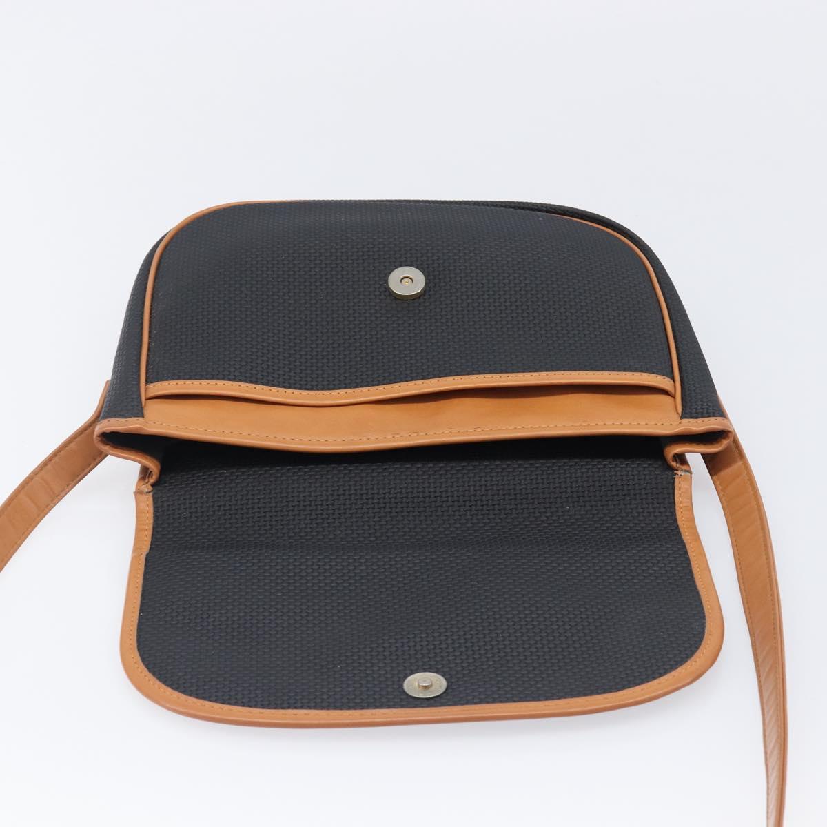 SAINT LAURENT Shoulder Bag PVC Canvas Black Gold Auth 201465