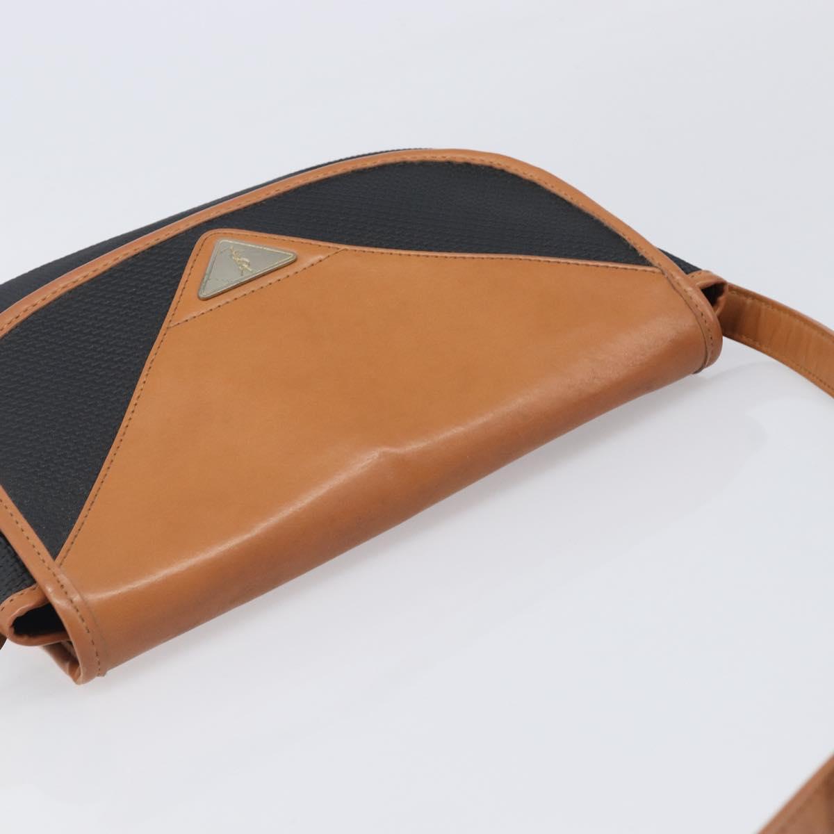 SAINT LAURENT Shoulder Bag PVC Canvas Black Gold Auth 201465