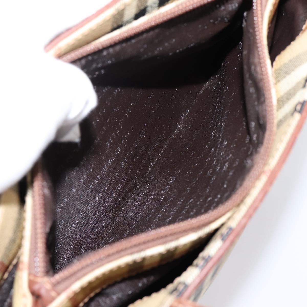 BURBERRY Nova Check Hand Bag PVC Beige Gold Auth 201474V
