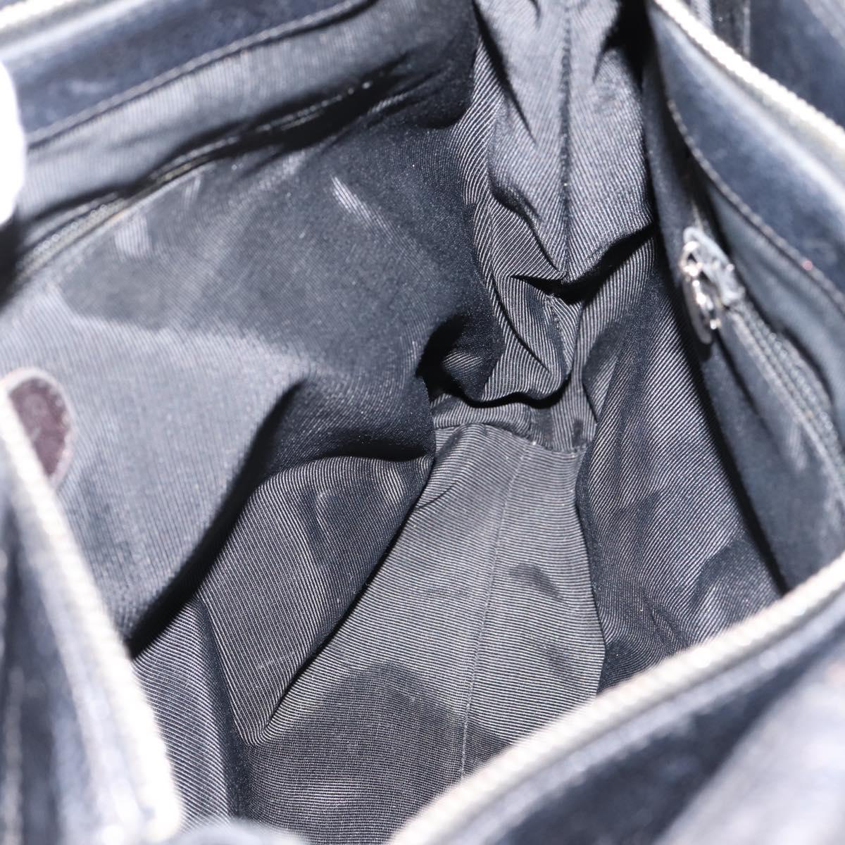 CHANEL Tote Bag Caviar Skin Black Silver CC Auth 201476