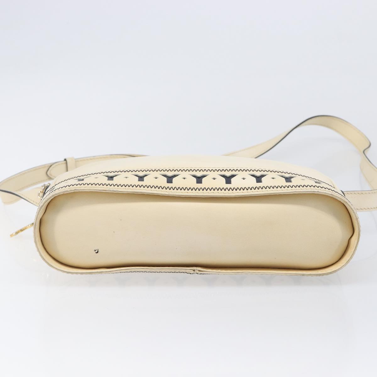 SAINT LAURENT Shoulder Bag Leather Beige Gold Auth 201477