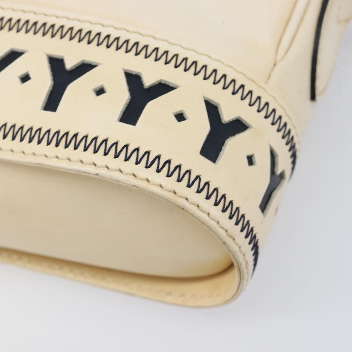 SAINT LAURENT Shoulder Bag Leather Beige Gold Auth 201477