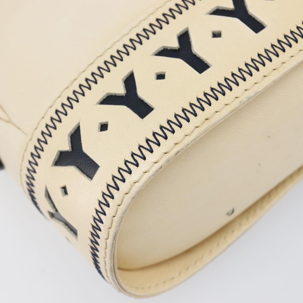 SAINT LAURENT Shoulder Bag Leather Beige Gold Auth 201477