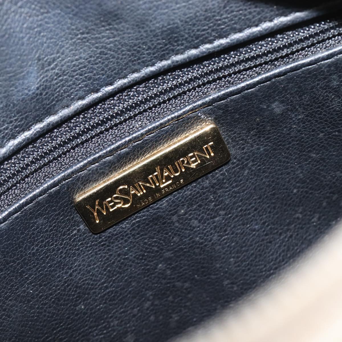 SAINT LAURENT Shoulder Bag Leather Beige Gold Auth 201477