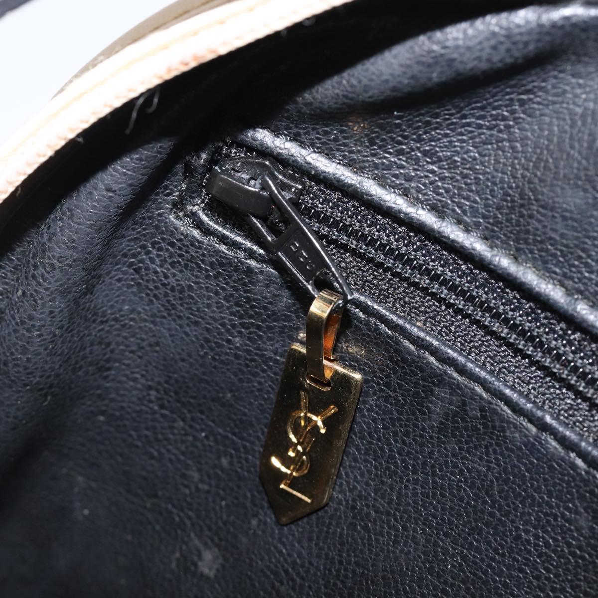 SAINT LAURENT Shoulder Bag Leather Beige Gold Auth 201477