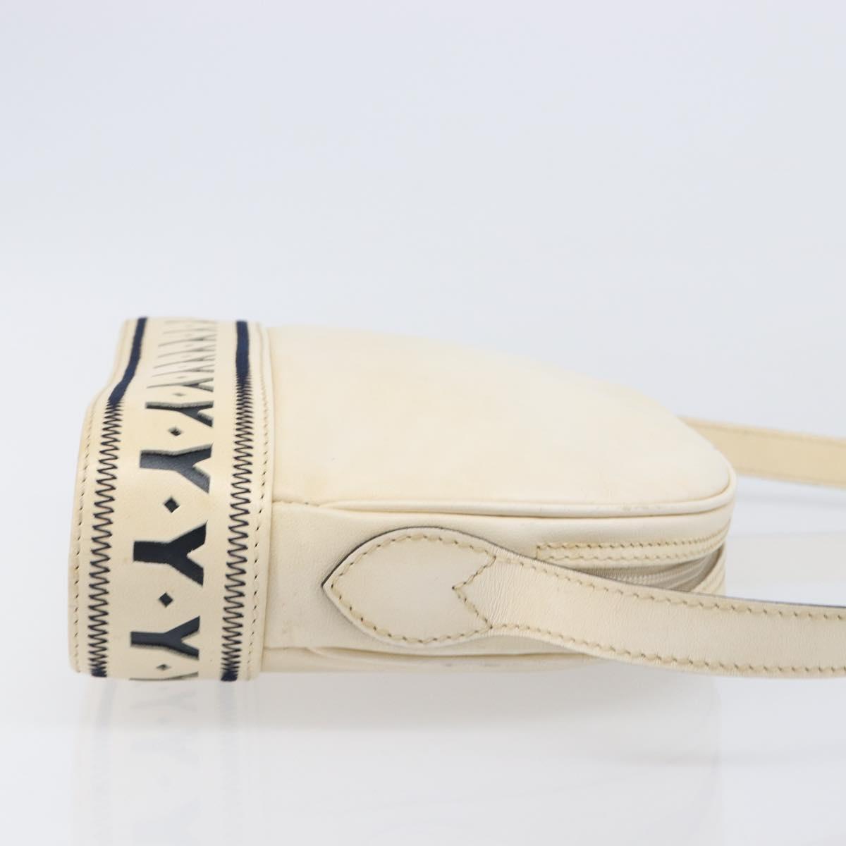 SAINT LAURENT Shoulder Bag Leather Beige Gold Auth 201477