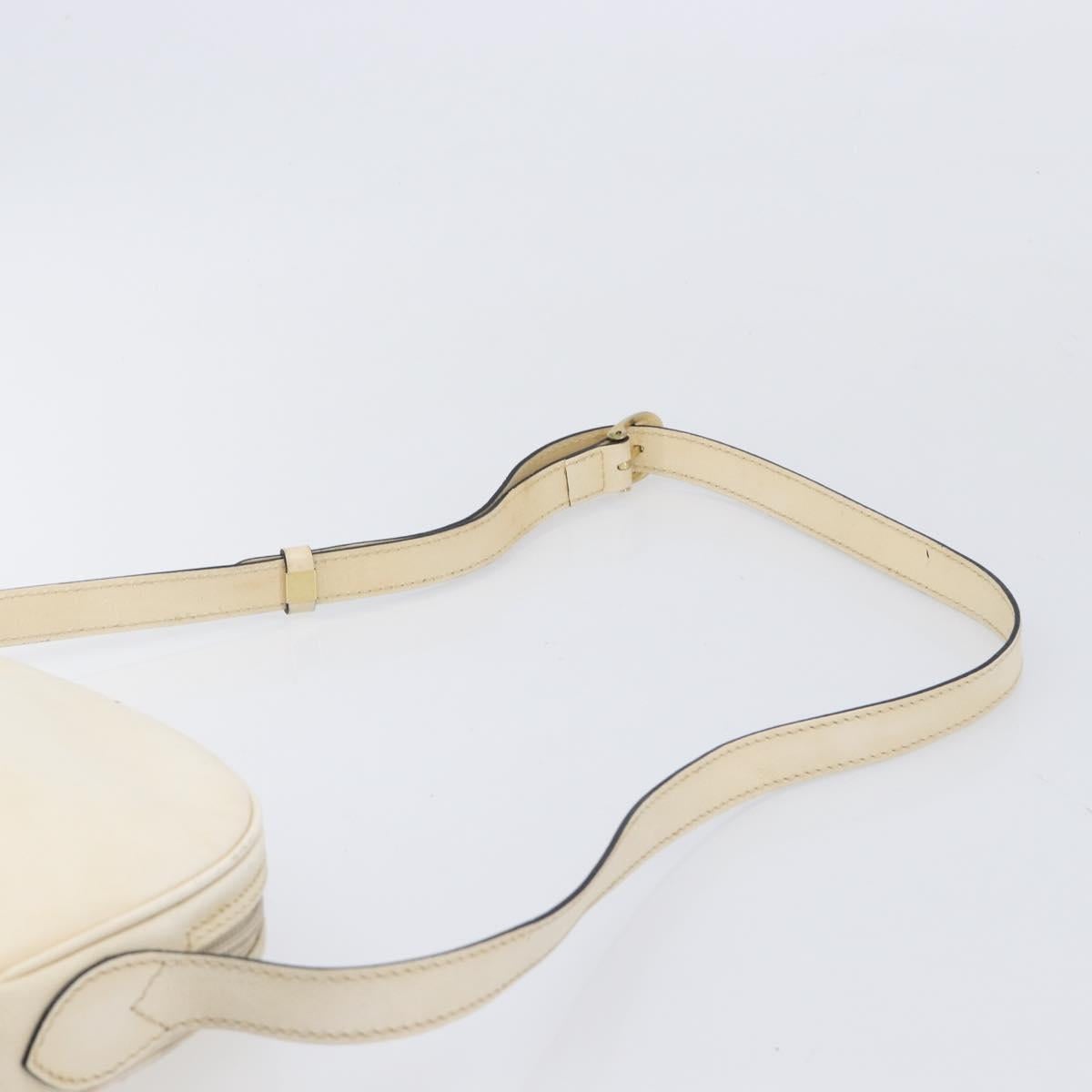 SAINT LAURENT Shoulder Bag Leather Beige Gold Auth 201477