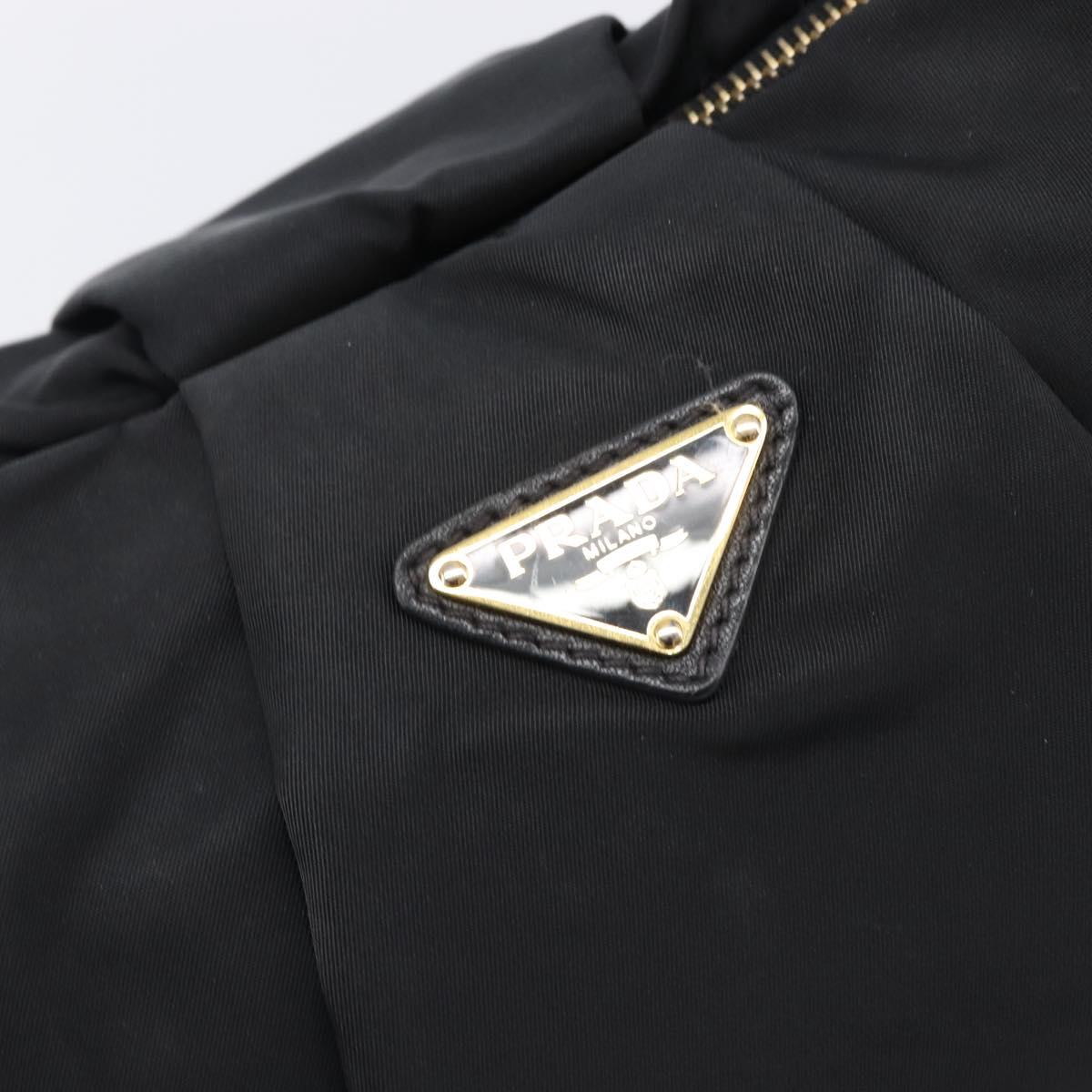 PRADA Shoulder Bag Nylon Black Gold Auth 201478V