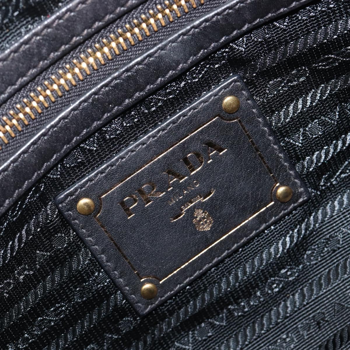 PRADA Shoulder Bag Nylon Black Gold Auth 201478V