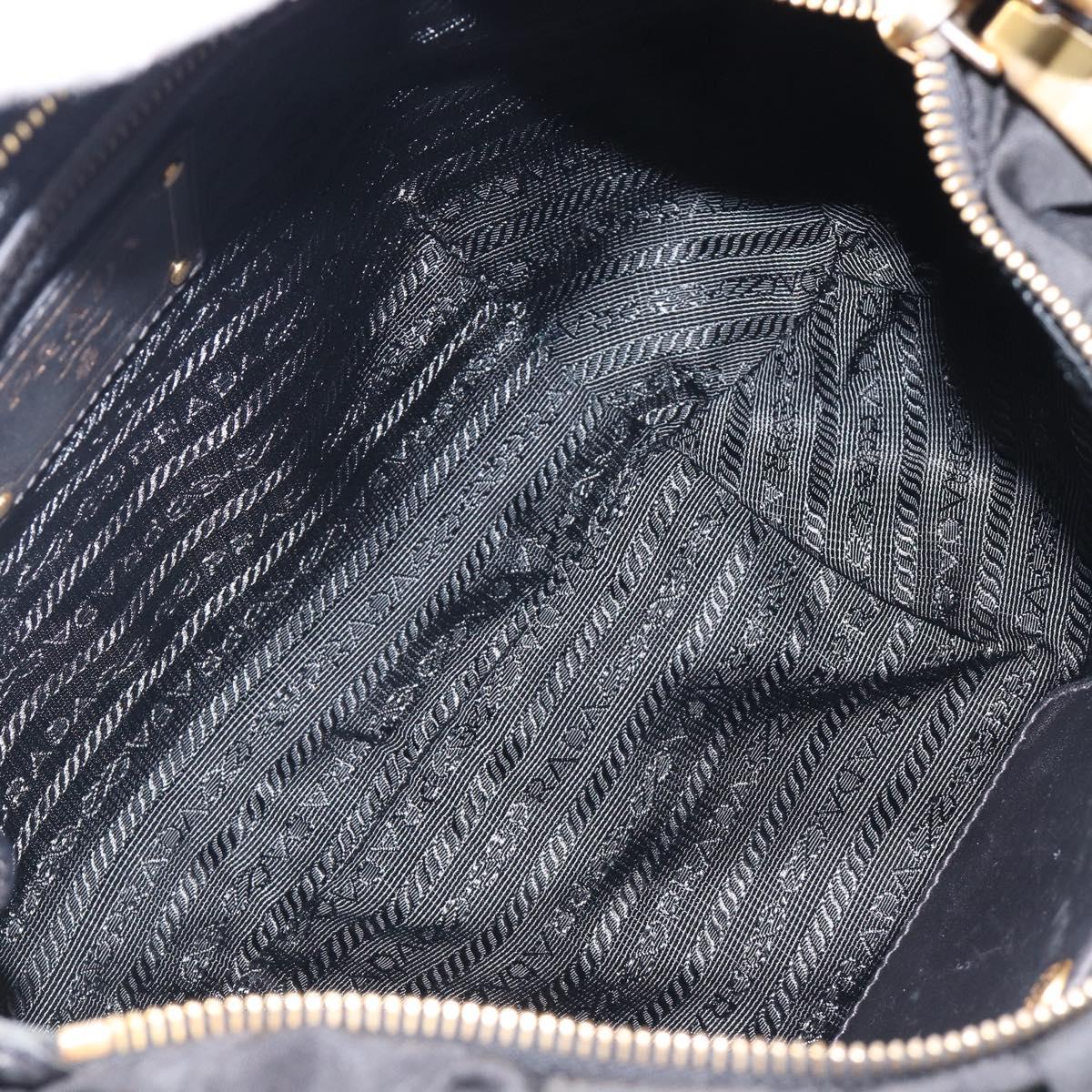 PRADA Shoulder Bag Nylon Black Gold Auth 201478V