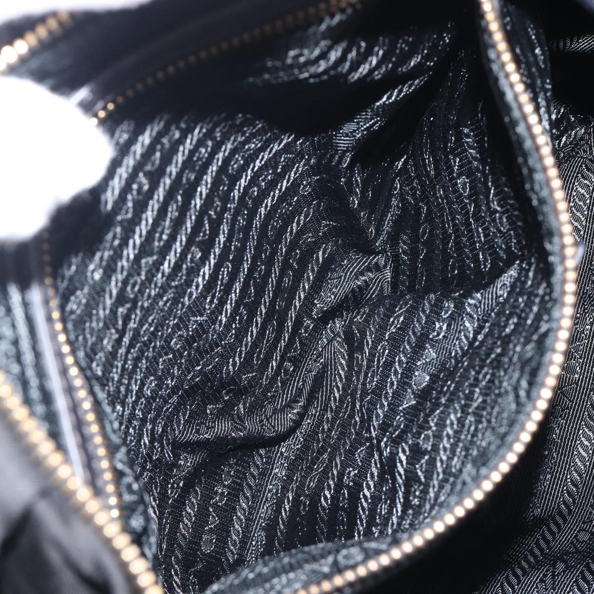 PRADA Shoulder Bag Nylon Black Gold Auth 201478V