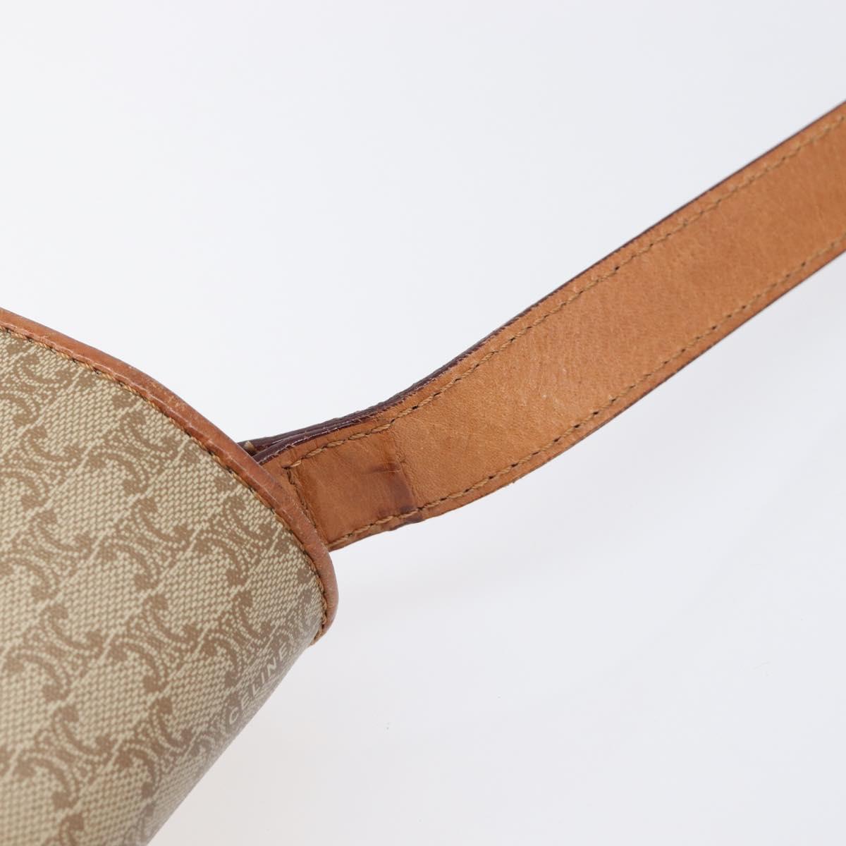CELINE Macadam Canvas Shoulder Bag PVC Beige Gold Auth 201484A