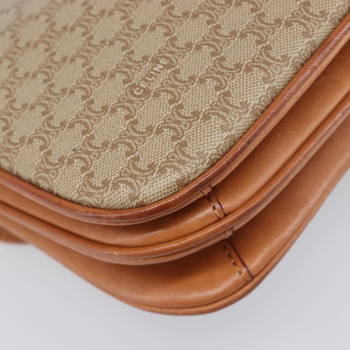CELINE Macadam Canvas Shoulder Bag PVC Beige Gold Auth 201484A