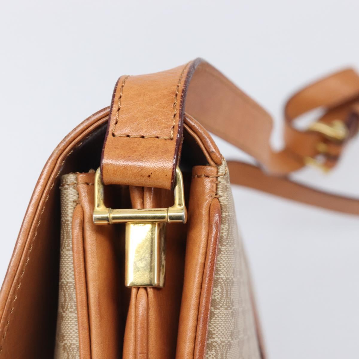 CELINE Macadam Canvas Shoulder Bag PVC Beige Gold Auth 201484A