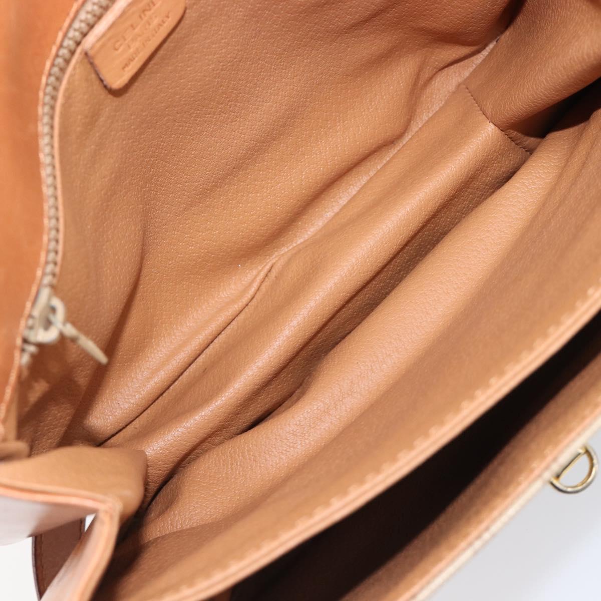 CELINE Macadam Canvas Shoulder Bag PVC Beige Gold Auth 201484A