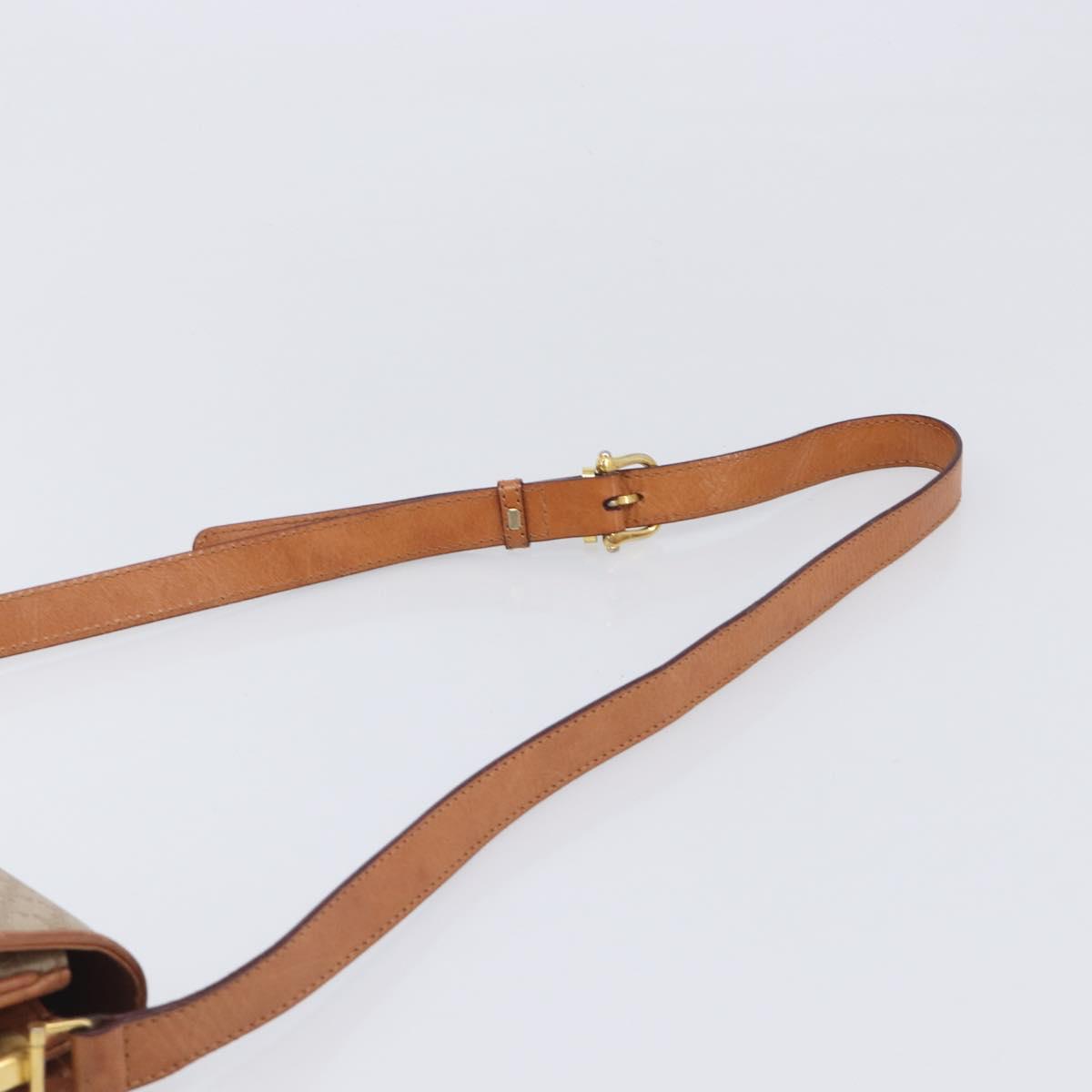 CELINE Macadam Canvas Shoulder Bag PVC Beige Gold Auth 201484A