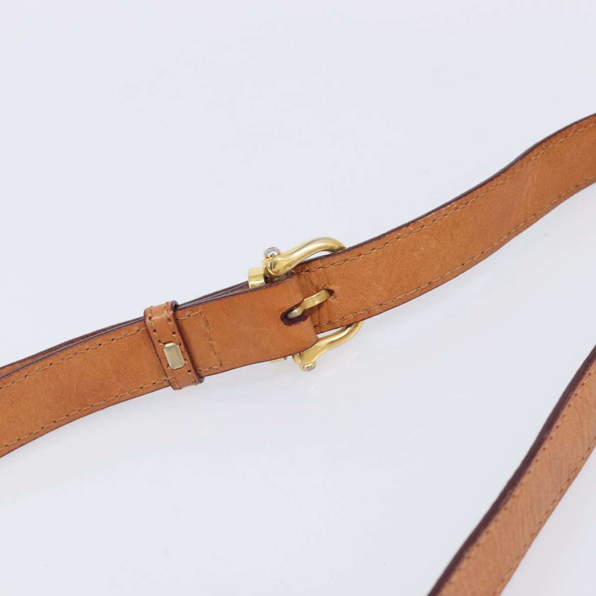 CELINE Macadam Canvas Shoulder Bag PVC Beige Gold Auth 201484A