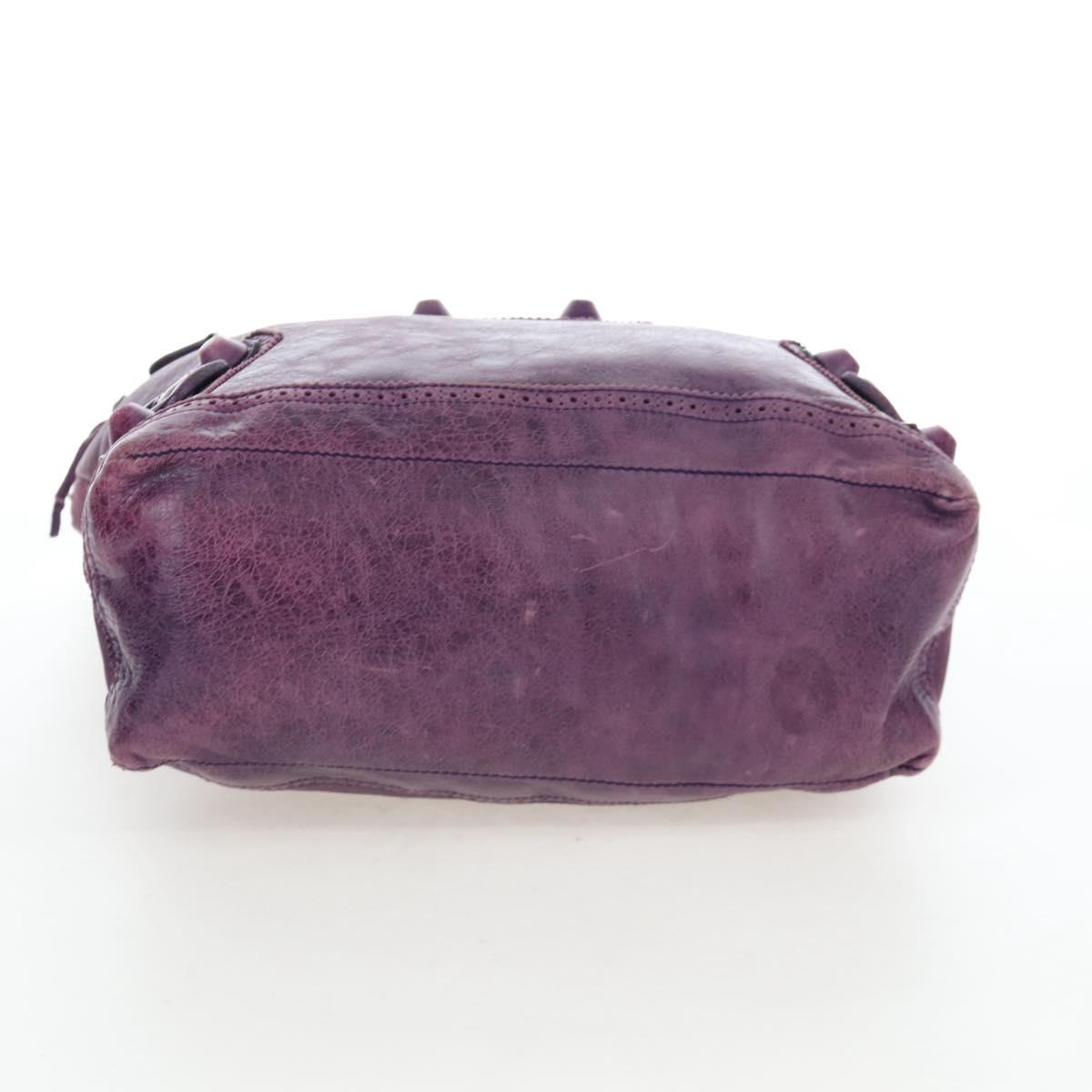BALENCIAGA Covered Giant Day Hand Bag Leather Purple Silver 204527 Auth 201485V