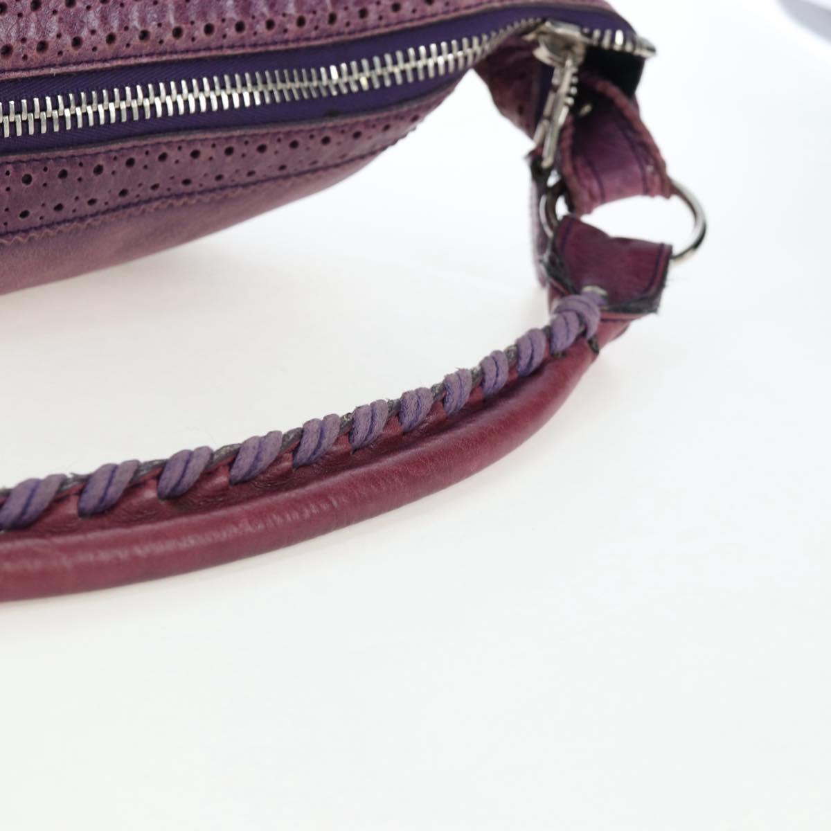 BALENCIAGA Covered Giant Day Hand Bag Leather Purple Silver 204527 Auth 201485V