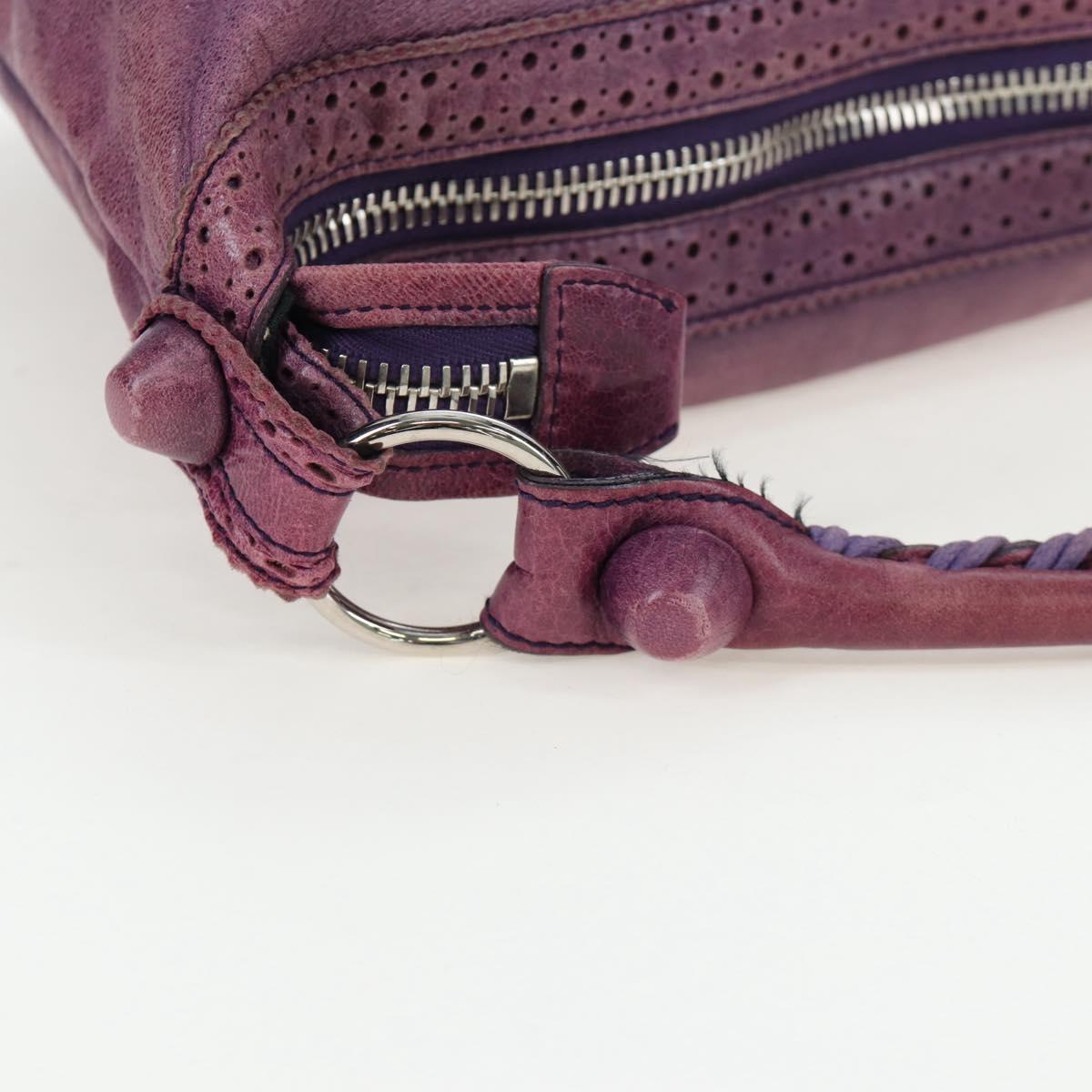BALENCIAGA Covered Giant Day Hand Bag Leather Purple Silver 204527 Auth 201485V