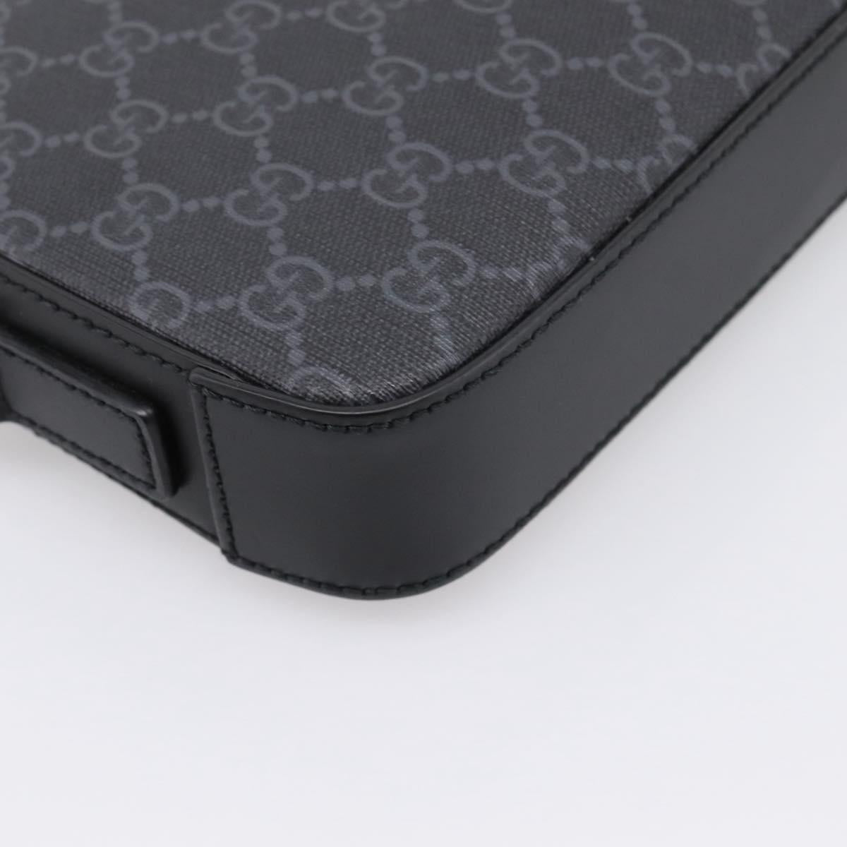 GUCCI GG Supreme Clutch Bag PVC Black Silver 495562 Auth 201486V