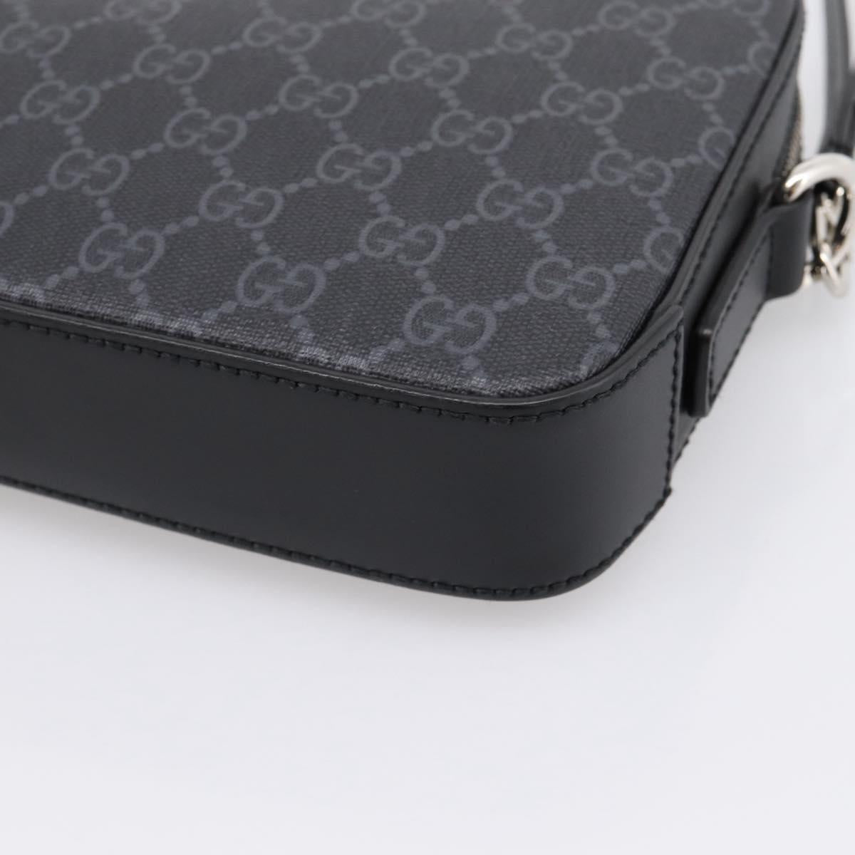 GUCCI GG Supreme Clutch Bag PVC Black Silver 495562 Auth 201486V