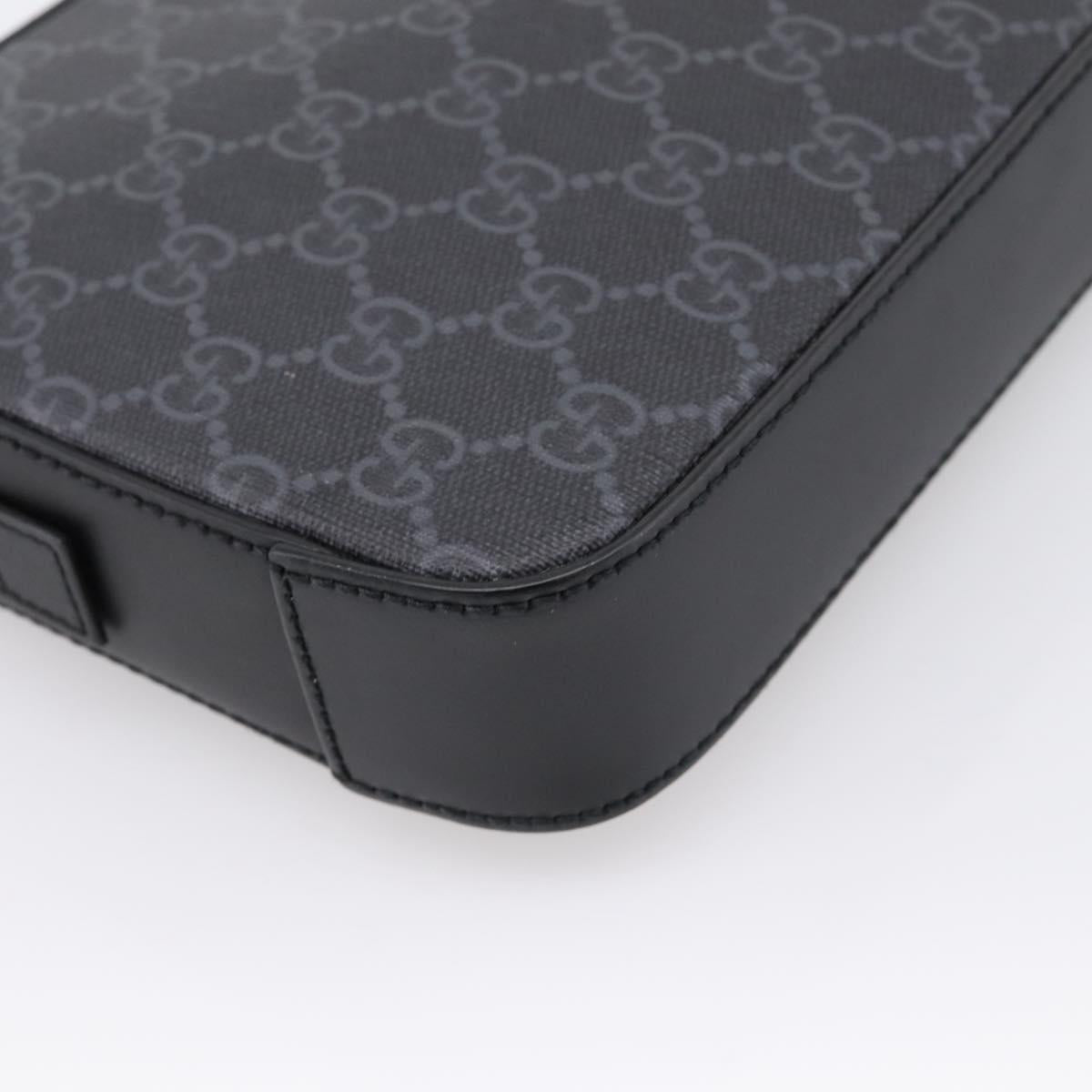 GUCCI GG Supreme Clutch Bag PVC Black Silver 495562 Auth 201486V