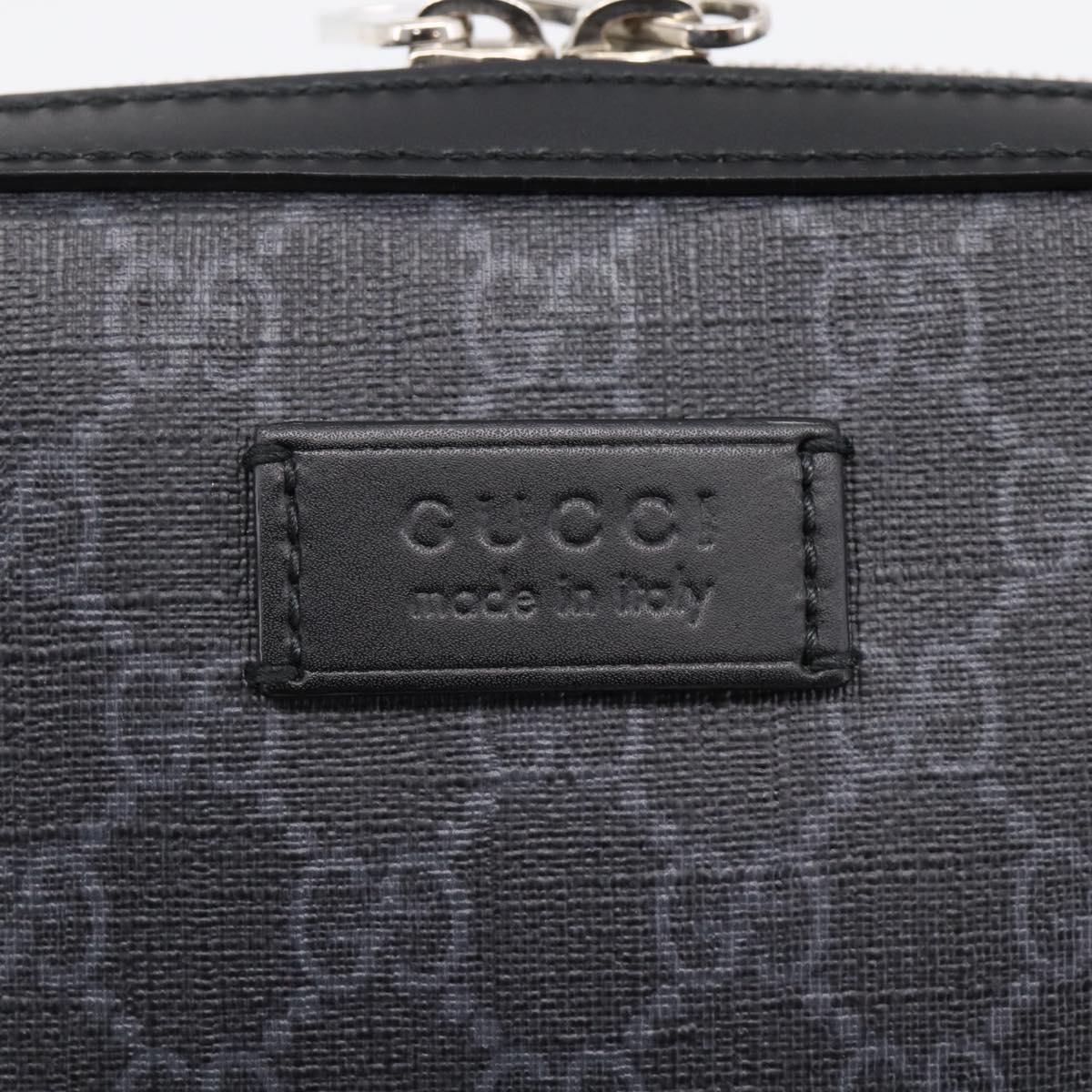 GUCCI GG Supreme Clutch Bag PVC Black Silver 495562 Auth 201486V
