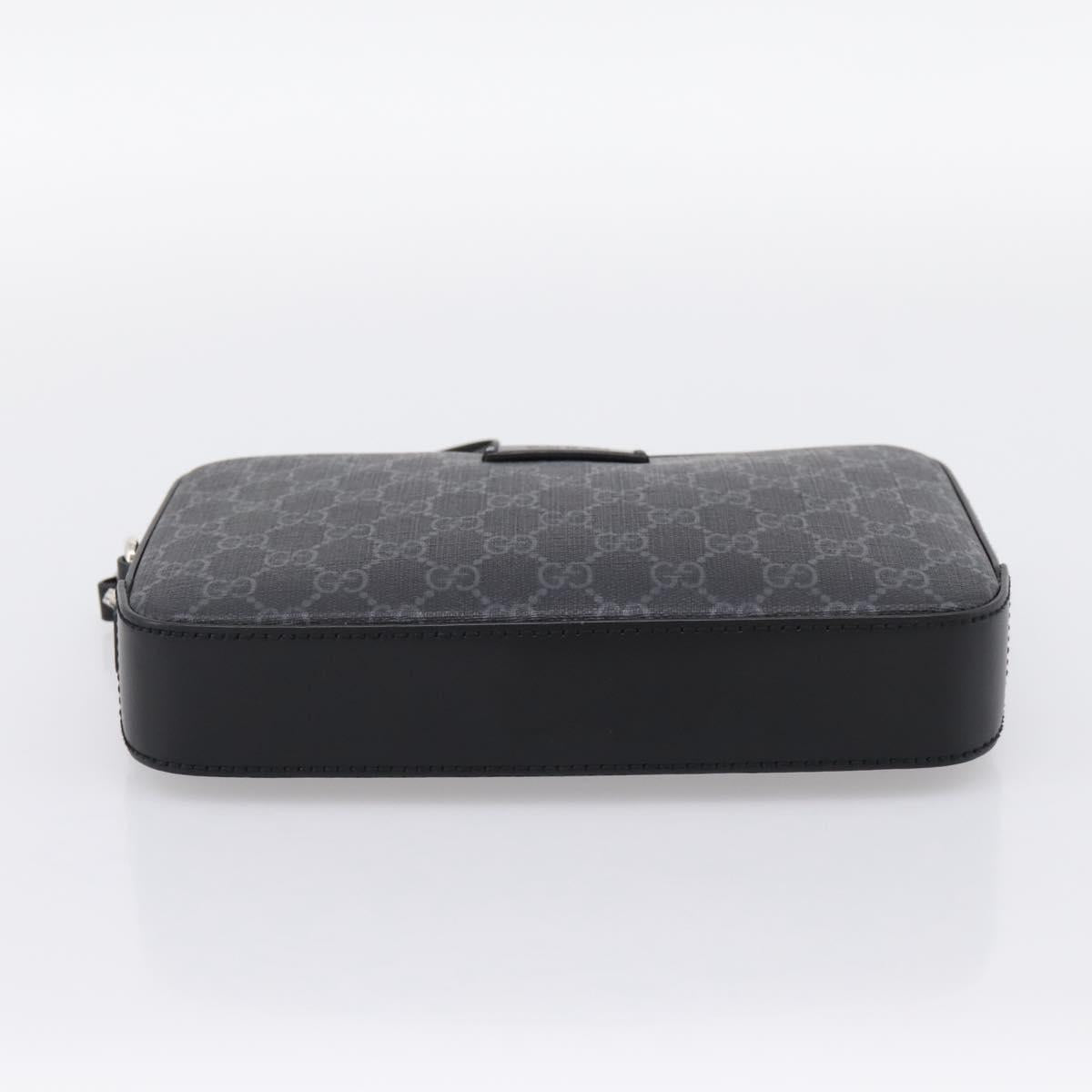 GUCCI GG Supreme Clutch Bag PVC Black Silver 495562 Auth 201486V