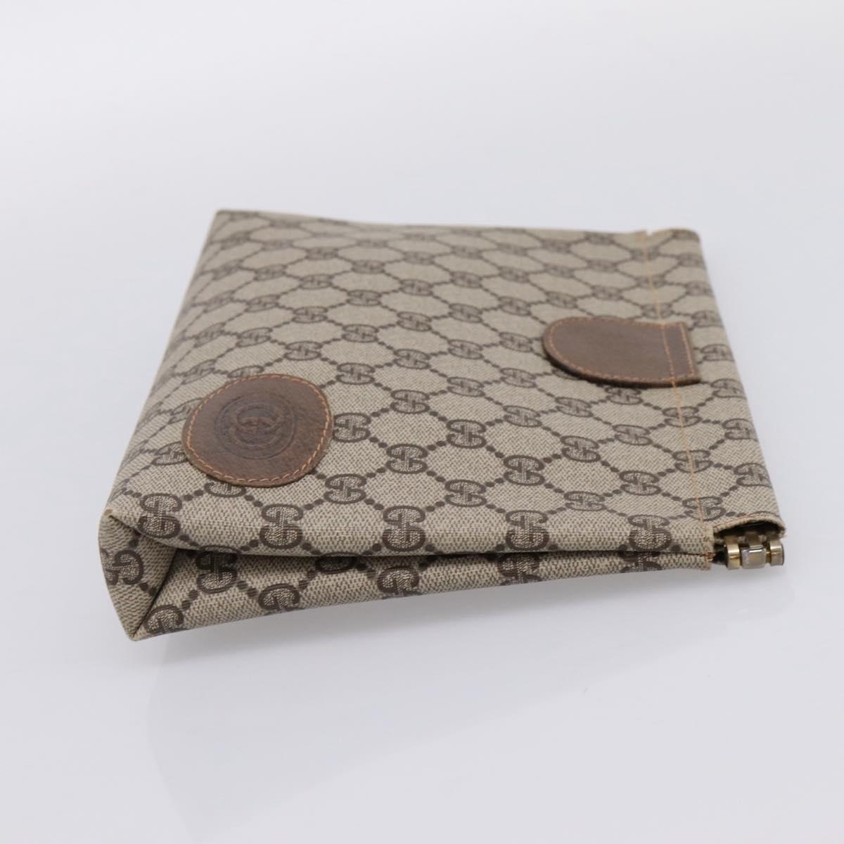 GUCCI GG Supreme Clutch Bag PVC Beige Gold 67 039 5229 Auth 201488