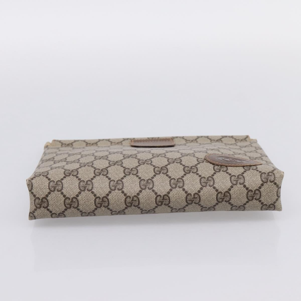 GUCCI GG Supreme Clutch Bag PVC Beige Gold 67 039 5229 Auth 201488