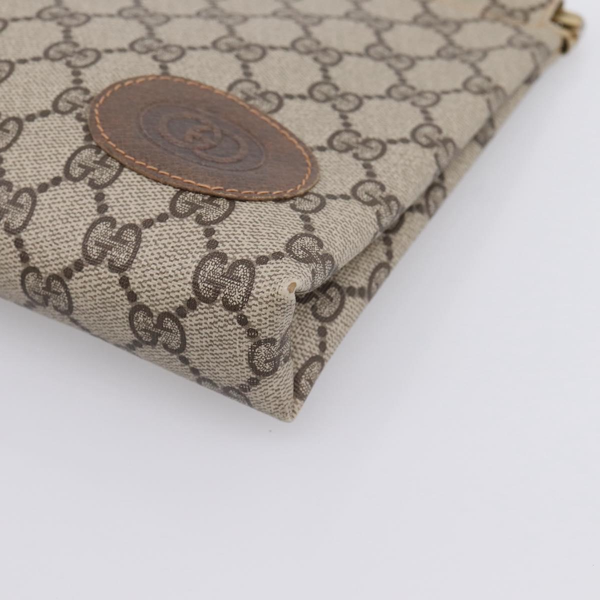 GUCCI GG Supreme Clutch Bag PVC Beige Gold 67 039 5229 Auth 201488
