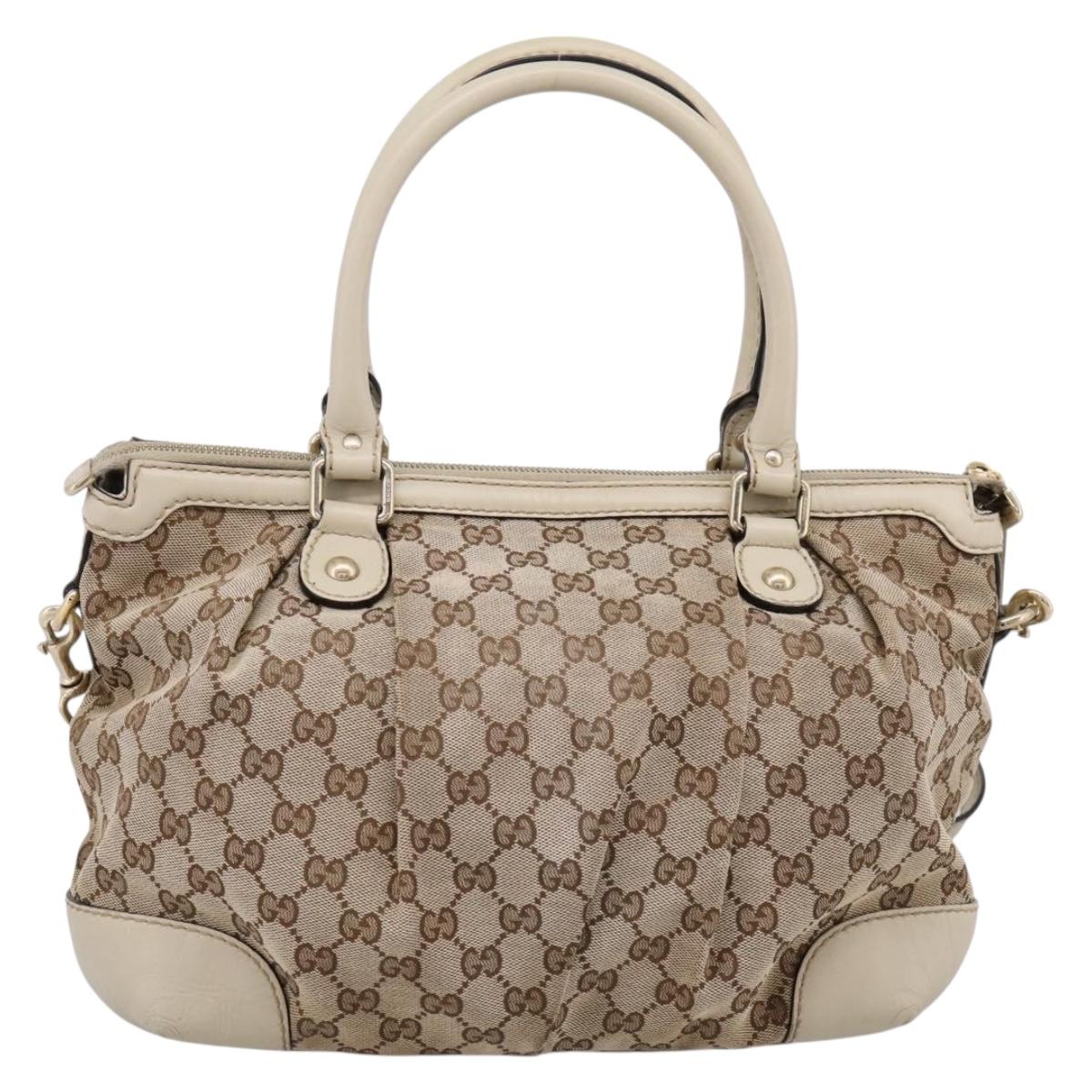 GUCCI GG Canvas Sukey Hand Bag 2way Beige Gold 247902 Auth 201493