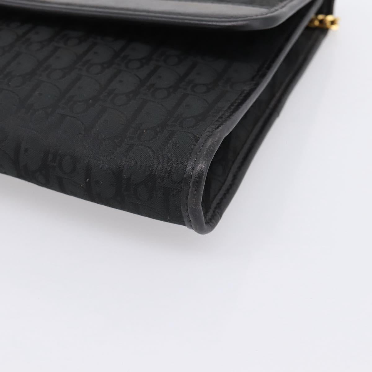 Christian Dior Trotter Canvas Chain Shoulder Bag Black Gold Auth 201497