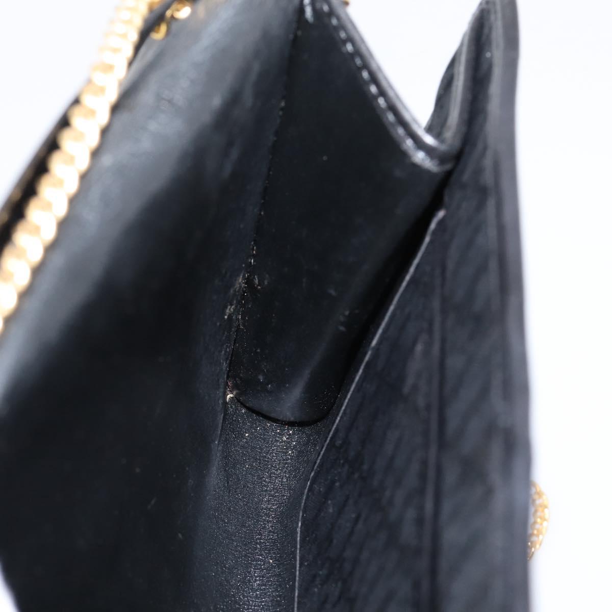 Christian Dior Trotter Canvas Chain Shoulder Bag Black Gold Auth 201497