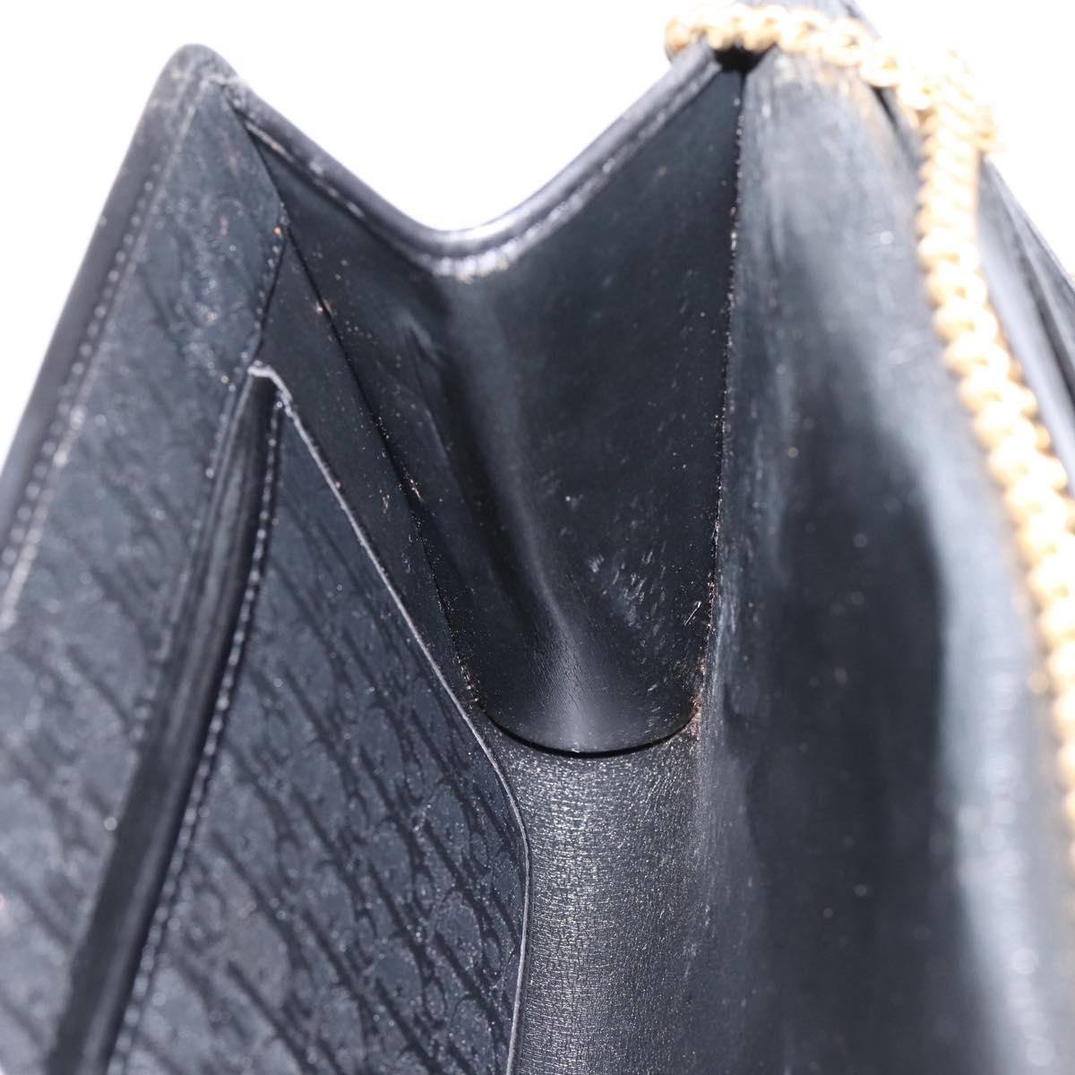 Christian Dior Trotter Canvas Chain Shoulder Bag Black Gold Auth 201497