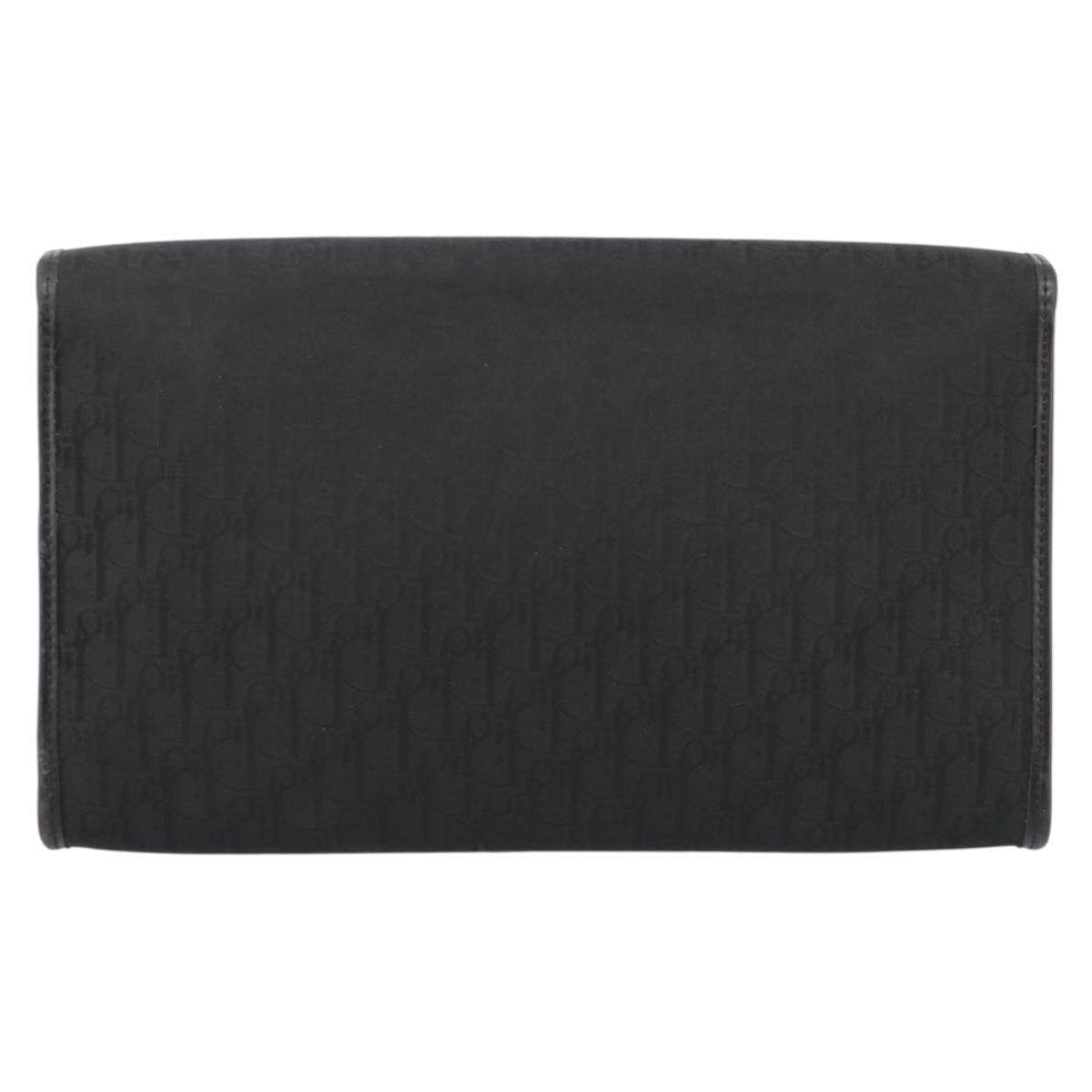 Christian Dior Trotter Canvas Chain Shoulder Bag Black Gold Auth 201497
