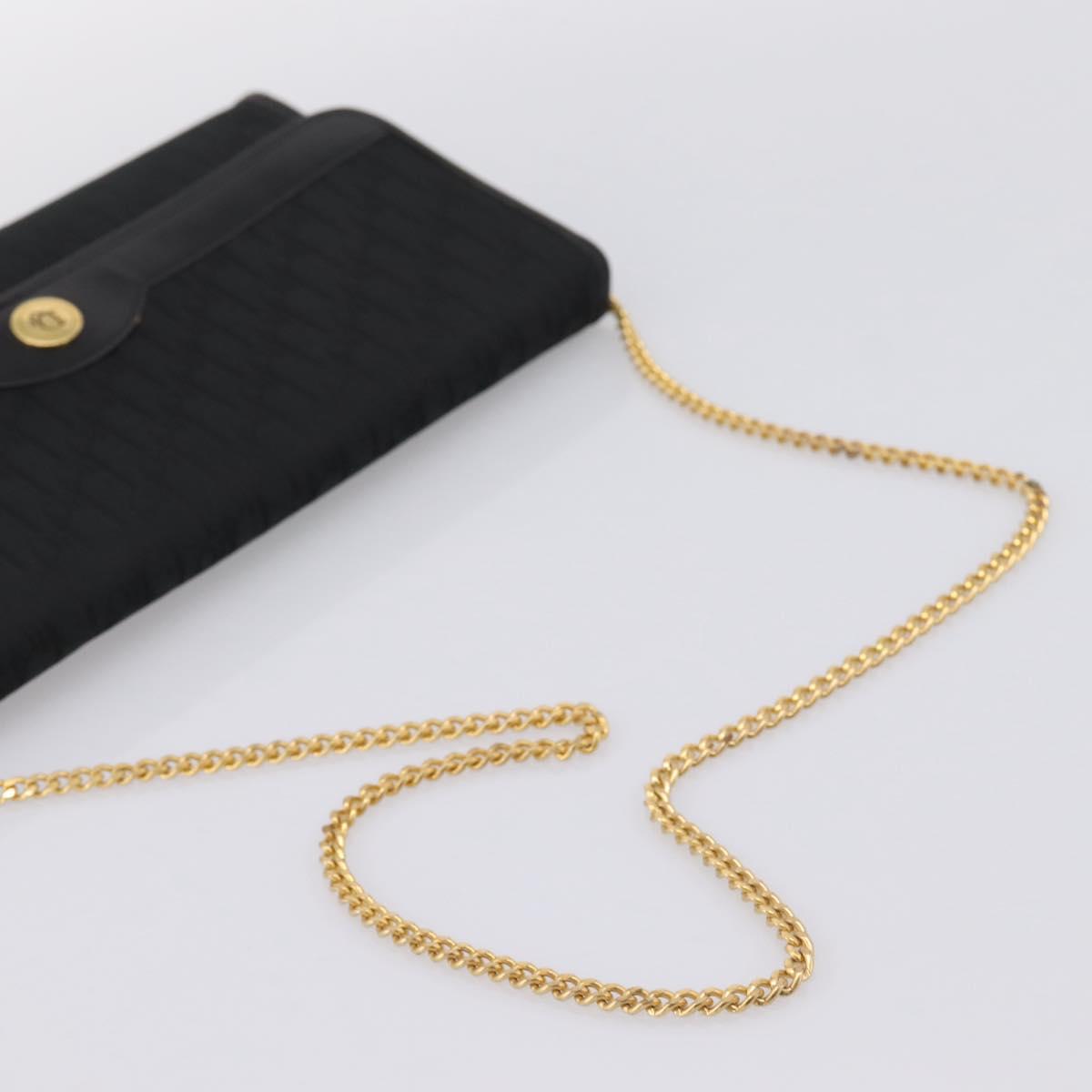 Christian Dior Trotter Canvas Chain Shoulder Bag Black Gold Auth 201497